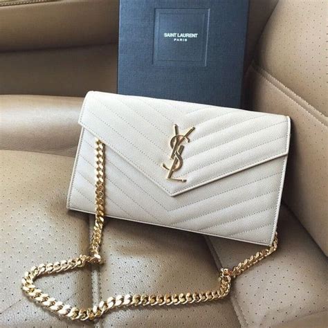 ysl white bag gold chain